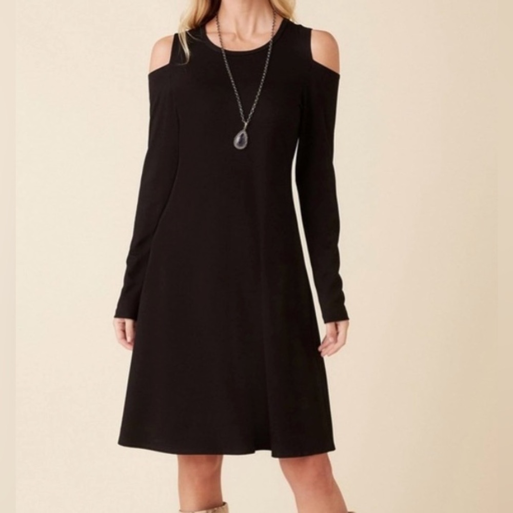 NWT Karen Kane Black Long Sleeve Open Shoulder Dress L
